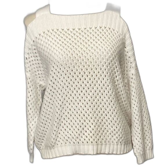 Cotton By Autumn Sweater Women’s Size M Color White Cashmere Off the Shoulder - Picture 6 of 7